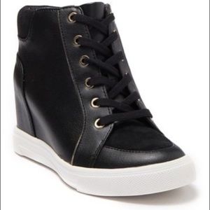 ALDO Aderadda Black Leather Wedge Sneaker